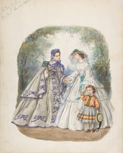 Ilustração para uma revista de moda francesa, ca. 1862. de Heloise Leloir