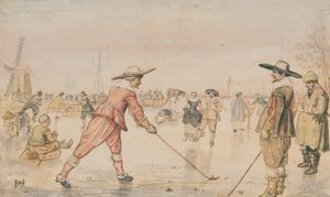 Uma cena de inverno com dois cavalheiros a jogar Colf de Hendrick Avercamp