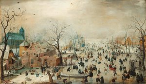 Alemão: Paisagem de inverno com patinadores Paisagem de inverno com patinadores de Hendrick Avercamp