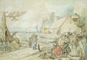 Paisagem com cartomantes ciganos de Hendrick Avercamp