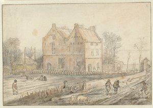 Vista de uma Casa de Campo com Semeadores no Campo de Hendrick Avercamp