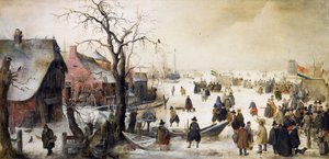 Cena de inverno num canal de Hendrick Avercamp