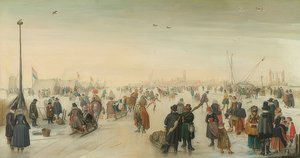 Delícias de inverno em frente à cidade. Por volta de 1620 de Hendrick Avercamp
