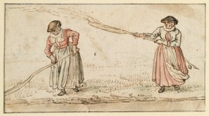 Duas mulheres com pás de Hendrick Avercamp