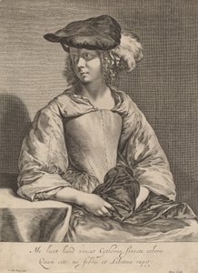 Garota de chapéu emplumado. de Hendrick Bary