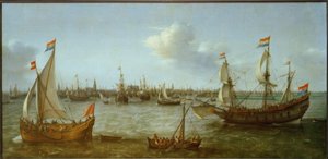 Vista do IJ em Amsterdã de Hendrick Cornelisz. Vroom