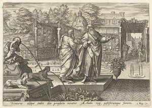 Elijah prevê que o Rei Ahab venha a sofrer uma seca
História de Elijah (título da série) de Hendrick Goltzius (rejected attribution)