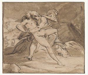 Júpiter abraça Io de Hendrick Goltzius (school of)
