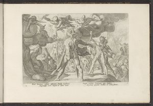 Ataque dos Gigantes ao mundo dos deuses
Metamorfoses de Ovid (título da série)
Recriações de P. Ovidius Naso (título da série) de Hendrick Goltzius (workshop of)