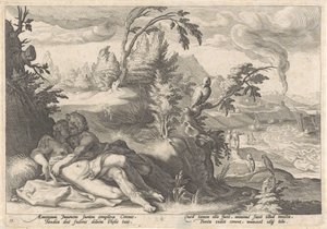 Apolo em Coronis Metamorfosen van Ovidius (título da série) de Hendrick Goltzius (workshop of)