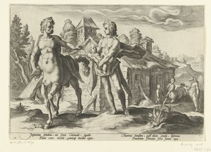 Apollo confia Asclepius ao Chiron
Metamorfoses de Ovid (título da série) de Hendrick Goltzius (workshop of)