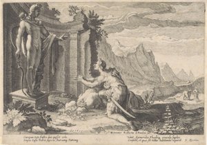 Cadmus consulta o oráculo de Delfos Metamorfoses de Ovídio (título da série) de Hendrick Goltzius (workshop of)
