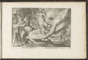 Cadmus semeia os dentes do dragão Metamorfoses de Ovídio (título da série) Recriações de P. Ovidius Naso (título da série) de Hendrick Goltzius (workshop of)