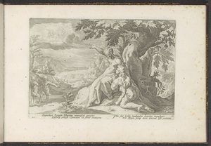 Clymene aponta a Phaëthon o seu pai, o deus sol
Metamorfoses de Ovid (título da série)
Recriações de P. Ovidius Naso (título da série) de Hendrick Goltzius (workshop of)