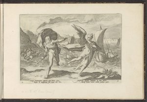 Cornix transforma-se num corvo
Metamorfoses de Ovid (título da série)
Recriações de P. Ovidius Naso (título da série) de Hendrick Goltzius (workshop of)