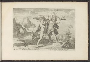 Daphne transforma-se numa árvore de louro
Metamorfoses de Ovid (título da série)
Recriações de P. Ovidius Naso (título da série) de Hendrick Goltzius (workshop of)