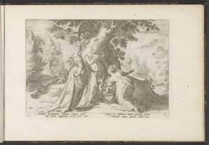Filhas de Cecrops abrem o cesto da Minerva
Metamorfoses de Ovid (título da série)
Recriações de P. Ovidius Naso (título da série) de Hendrick Goltzius (workshop of)