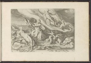 Juno reclama com Thetis e Oceanus Metamorfoses de Ovídio (título da série) Recriações de P. Ovidius Naso (título da série) de Hendrick Goltzius (workshop of)