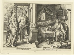 Juno e Júpiter consultam Tirésias Metamorfoses de Ovídio (título da série) de Hendrick Goltzius (workshop of)
