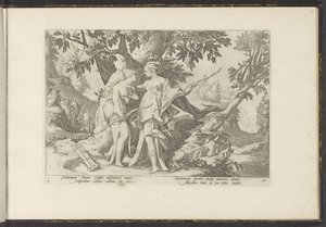 Júpiter seduz Callisto com o disfarce de Diana
Metamorfoses de Ovid (título da série)
Recriações de P. Ovidius Naso (título da série) de Hendrick Goltzius (workshop of)