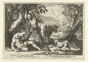 Mercurius doodt Argus Metamorfoses de Ovídio (título da série) de Hendrick Goltzius (workshop of)