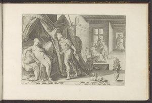 Mercurius na câmera Herses Metamorfoses de Ovídio (título da série) O Herescheppingen van P. Ovidius Naso (título da série) de Hendrick Goltzius (workshop of)
