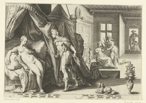 Mercurius na câmera Herses Metamorfoses de Ovídio (título da série) de Hendrick Goltzius (workshop of)