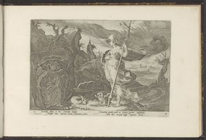 Minerva pede inveja para acender ciúmes em Aglauros
Metamorfoses de Ovid (título da série)
Recriações de P. Ovidius Naso (título da série) de Hendrick Goltzius (workshop of)