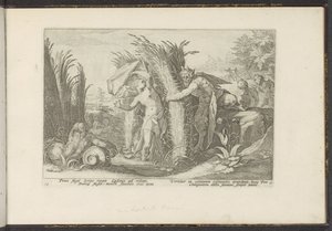 Pão e Siringe Metamorfoses de Ovídio (título da série) O Herescheppingen van P. Ovidius Naso (título da série) de Hendrick Goltzius (workshop of)