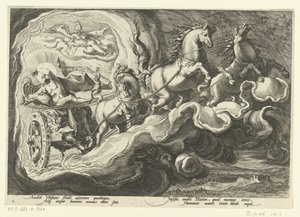 Phaethon monta a carruagem de seu pai Metamorfoses de Ovídio (título da série) de Hendrick Goltzius (workshop of)