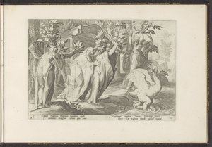 As irmãs de Phaeton transformam-se em choupos e o seu amigo em cisne
Metamorfoses de Ovid (título da série)
Recriações de P. Ovidius Naso (título da série) de Hendrick Goltzius (workshop of)