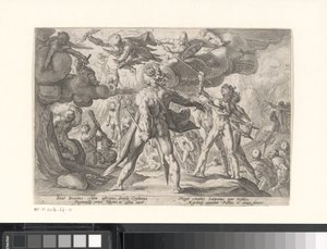 Batalha entre os deuses e gigantes
Metamorfoses por Ovid (título da série) de Hendrick Goltzius (workshop of)