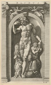Baco, folha 7 da série «Oito divindades antigas» de Hendrick Goltzius