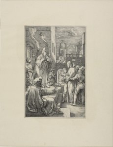 Cristo antes de Caifás, prato quatro da Paixão de Cristo de Hendrick Goltzius