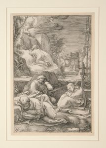 Cristo no Monte das Oliveiras (A Agonia no Jardim), de A Paixão, nº 2 em uma série de 12 gravuras de Hendrick Goltzius