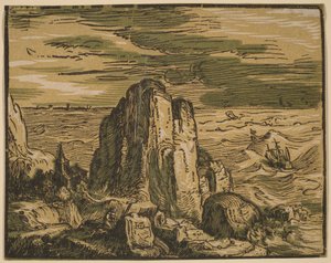Falésia numa costa marítima de Hendrick Goltzius