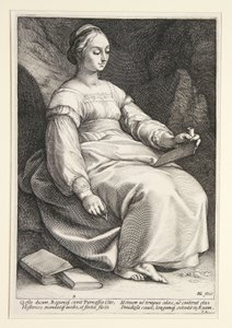 Clio, prancha 4 da série «As nove musas» de Hendrick Goltzius