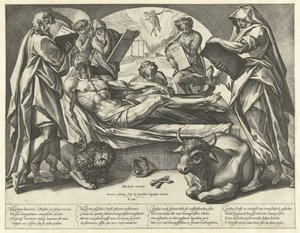 O Cristo Morto e os Quatro Evangelistas de Hendrick Goltzius