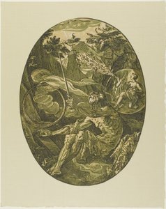 Demogorgon na Caverna da Eternidade, prato um de Demogorgon e as Divindades de Hendrick Goltzius