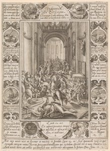 «Dissidium in Ecclesia», folha 8 da série «Alegorias da fé cristã» de Hendrick Goltzius