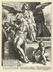Os anjos carregam o corpo de Cristo de Hendrick Goltzius