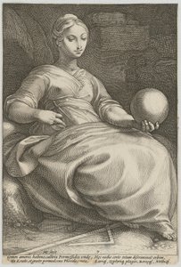Erato, prancha 7 da série «Nove Musas» de Hendrick Goltzius
