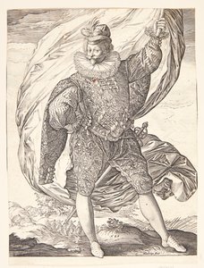 O porta-estandarte, voltado para a direita de Hendrick Goltzius