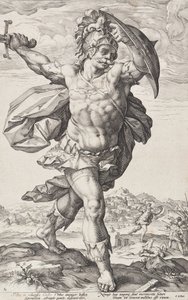 Horácio Cocles (Heróis romanos, prancha 2) de Hendrick Goltzius