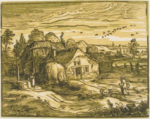 Paisagem com uma casa de fazenda, de quatro pequenas paisagens de Hendrick Goltzius