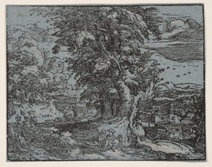 Paisagem com um casal de pastores de Hendrick Goltzius