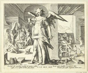 O médico como um anjo de Hendrick Goltzius