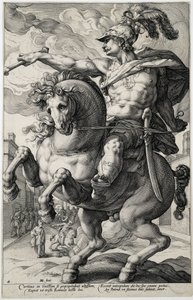 Marcus Curtius
Os heróis romanos (título da série) de Hendrick Goltzius