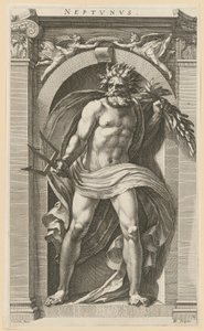 Netuno, folha 2 da série «Oito divindades antigas» de Hendrick Goltzius
