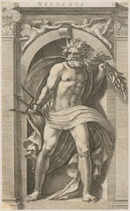 Netuno, folha 2 da série «Oito divindades antigas» de Hendrick Goltzius